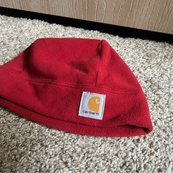 Carhartt Men's Soft Fleece Hat Red One Size 
Beanie Front Patch Outdoor Casual - Picture 6 of 6